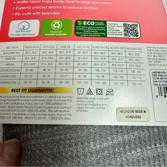 NWT. Fruit of the Loom Waffle Pant EverSoft Women's Size 3XL. Gray. - Picture 8 of 11